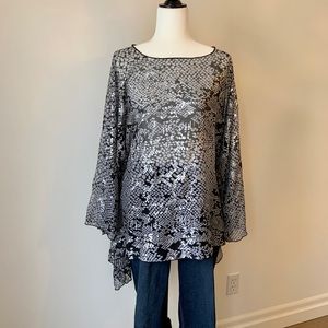 Joseph Ribkoff Silver + Black Blouse